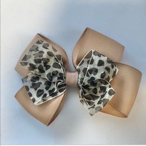 Girls Kids cheetah brown tan hair Bow